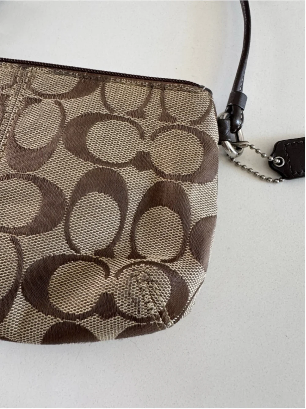 Vintage Coach Legacy Signature Canvas Turn Lock Wristlet